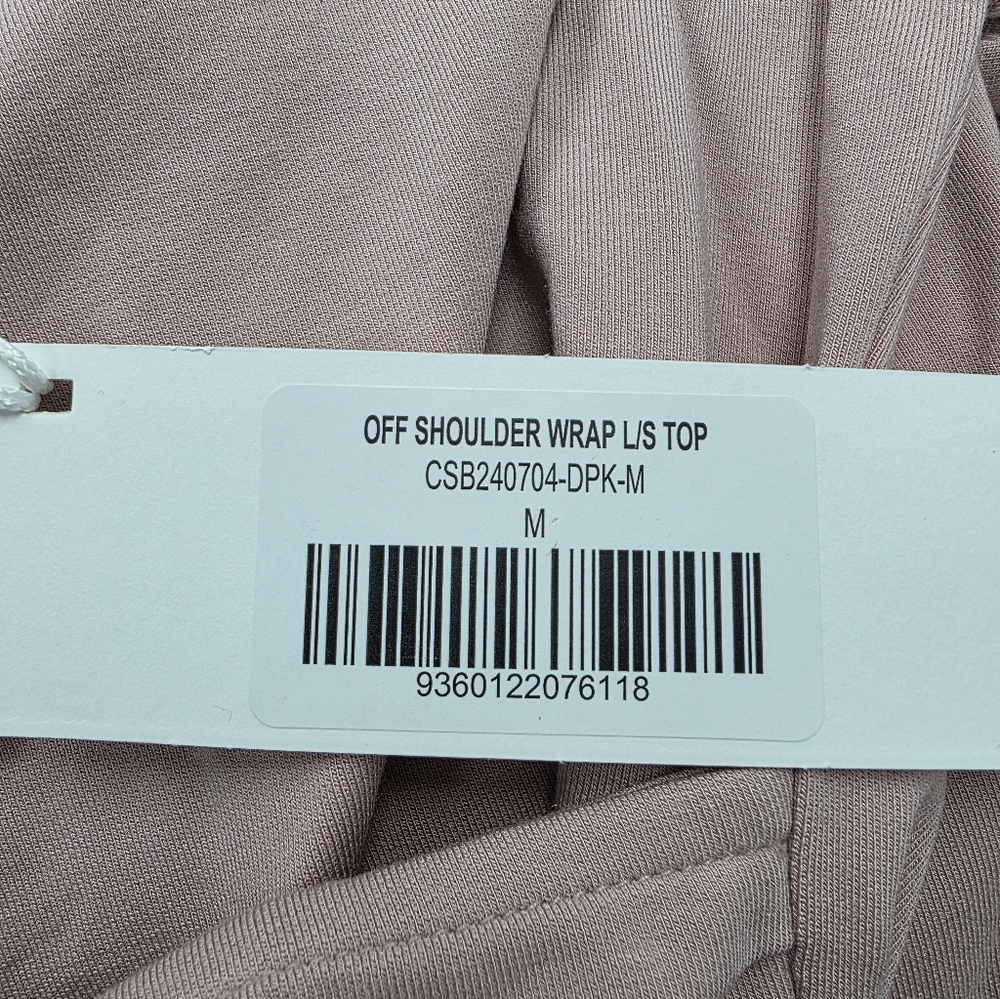 CSB - Off Shoulder Wrap Long Sleeve Top - Dusty Pink - M - Picture 4 of 4